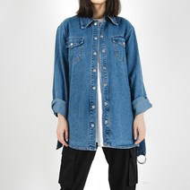 더간지 여성용 베이직 벨트 미들 청자켓