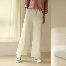 빼빼 여성용 스트링 올밴딩 와이드 롱 면 팬츠