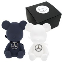 라띠크제이 엠블럼 베어 차량용 방향제 벤츠 블랙 + 화이트 + 리필 화이트머스크 5ml, 1세트