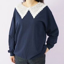 빅걸스토리 여성용 빅사이즈 꽃무늬 카라 오버핏 캐주얼 기본 맨투맨