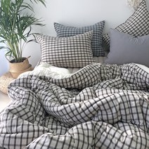 누블 레트로 체크 광목 사계절 차렵이불
