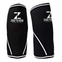 제로투히어로 네오프렌 헬스 팔꿈치보호대 7mm Black + White 양쪽 세트, 1세트