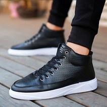 더플로우컴퍼니 남성용 올겨울 깔끔한 가죽 부추가 대세 하이탑