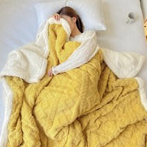 메이크포 M사이즈 극세사 양털 캠핑 소파 무릎 담요, 1개, 옐로우