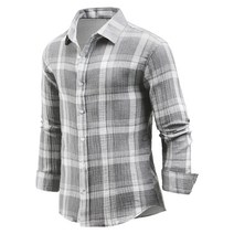 다꾸앙 남성용 스팅 이중지 체크 긴팔 남방 C09D7_sp2274