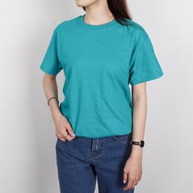 여성용 18수 면 라운드 반팔 티셔츠
