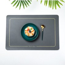 솔리드룸 골드테투리 스퀘어 테이블매트 2p, 그레이, 45.5 x 30.5 cm