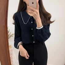 여성용 블랙101 스페트 카라넥 셔츠 블라우스 CH-2317524