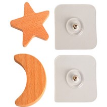 바우마켓 벽걸이 후크 달 + 별 세트, 우드, 1세트