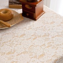 까사베르데 플로레 레이스 프릴 사각 식탁보, 2인(130 x 130 cm), 화이트