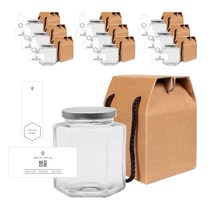 육각500 꿀병 470ml + 실버캡 + 심플 밤꿀 S 병스티커 + 봉인스티커 + 박스 세트, 10세트