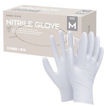 이너홈 니트릴 장갑 화이트 M, 100개입, 1개, 중(M)