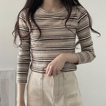 여성용 팬톤 멀티니트 크롭티