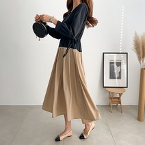 여성용 배색 플리츠 원피스 38397