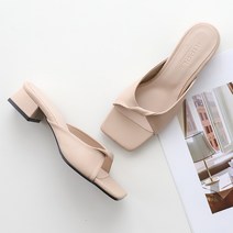 멜팅나인 여성용 EV 꽈배기 3 스퀘어 앞코 꼬임 슬리퍼