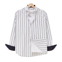 남성용 와이드카라 스트라이프 긴팔 셔츠 HC58