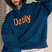Datily 오렌지 솔리드 컬러 임산부 긴소매 후드티