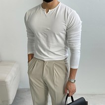남자다잉 남성용 프리미엄 모달 머슬핏 트임 긴팔 티셔츠
