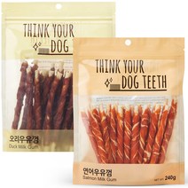 Think your dog teeth 스틱 오리 24p + 연어 20p 세트, 오리, 연어, 1세트