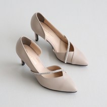 단골언니 여성용 레니하 사이드 오픈 보석 스트랩 펌프스 힐 7cm