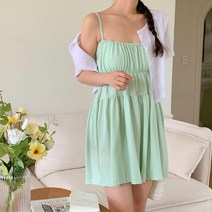 여성용 네으레 스퀘어넥 밴딩 캉캉 미니 나시 원피스 cpops9162k36