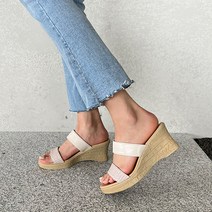 벨레페 여성용 플리프 웨지 샌들 뮬힐 7cm