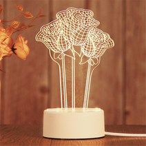 지니샵 usb 아크릴 3d 무드등, 38 장미 꽃
