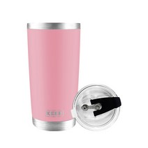 KEEP 대용량 스텐 보온 보냉 텀블러 600ml + 밀폐형 빨대 뚜껑 세트, 핑크