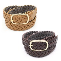 테드브라운 여성용 긴사각골드버클 꽈빼기 벨트 2종 세트