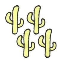 열접착식 선인장 와펜, 라이트옐로우, 4개