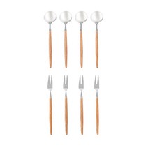 델리아 티스푼 포크 세트 브라운, 1세트, 티스푼 4p + 티포크 4p