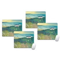 컨트리 하우스 플라워 마우스패드 20 x 24 cm, 07, 4개