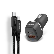 디씨네트워크 PPS USB-C PD 30W 고속 차량용 충전기 + PPS 100W C to C타입 Gan PD 초고속 충전 케이블 1.2m 세트, 블랙, 블랙, BND-G30AC(차량용 충전기)