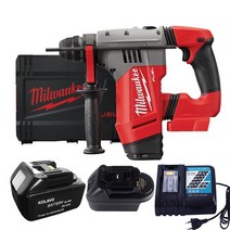 밀워키 충전 로터리 함마드릴 SDS PLUS 베어툴 M18 CHP-0X + 배터리 6.0Ah BL1860 + 충전기 DC18RC T + 변환기 젠더 세트, 1세트