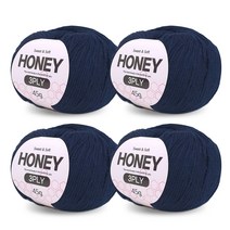 니뜨 허니 3ply 뜨개실 45g x 4p + 무료 도안 세트, 25 네이비