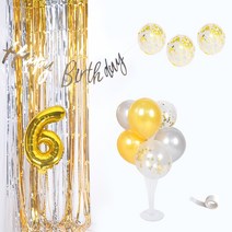 파티쇼 생일파티 장식세트 6세, 골드실버, 1세트