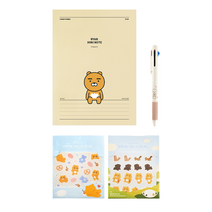 카카오프렌즈 A5 중철노트 + 데일리 4in1 샤프컬러펜 + 에이프릴샤워 마스크 씰 스티커 2p 세트, 라이언(노트), 라이언(펜), 랜덤발송(스티커), 1세트