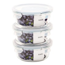 수퍼오븐글라스 내열유리 원형 밀폐용기 퍼플 970ml, 3개, 밀폐용기 3p