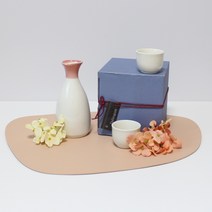 달소금 도자기 꽃봉 도쿠리 선물세트 마블핑크, 1세트, 도쿠리 + 술잔 2p