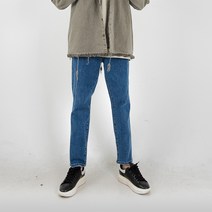 더간지 남성용 테이퍼드핏 히든밴딩 청바지