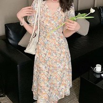 여성용 블랙 101 스프링 플라워 쉬폰 원피스 CH-2316154