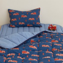 마틸라 우리아이 행복수면 굿모닝 고밀도면 키즈 차렵이불 슬림형 + 베개커버 세트, 용감한소방차