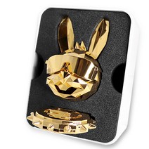 에어디 토끼 디자인 차량용 방향제 본체 + 석고캡슐 2p 세트 24K 골드 클린코튼향, 1세트