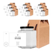 육각 꿀병 730 680ml + 블랙캡 + 심플아카시아꿀L 병스티커 + 심플 허니봉인A 스티커 + 박스 세트, 10세트