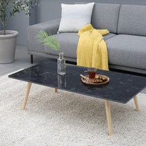 아이캔컴퍼니 루미너스 1200 LPM 원목다리 거실테이블, 블랙마블