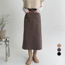 무드인더 여성용 투포켓 기모 롱스커트