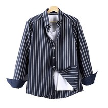 남성용 오버핏 스트라이프 긴팔 셔츠