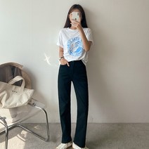로미스토리 여성용 일자핏 데일리 데님 팬츠