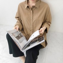 레몬소울 여성용 브리티 프린팅 루즈 언발 셔츠