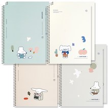 뭉구 보바 보테니컬 7mm 라인 항균 스프링 노트 4종 세트, 2세트, 샌드, 그레이, 민트, 베이지